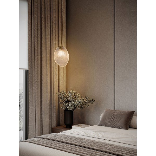 Lustră alămie LED din oțel cu abajur din sticlă Shelina – Nova Luce-image-1