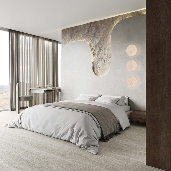 Aplică de perete alb mat LED cu intensitate reglabilă din piatră Bobbin – Trio Select-image-1