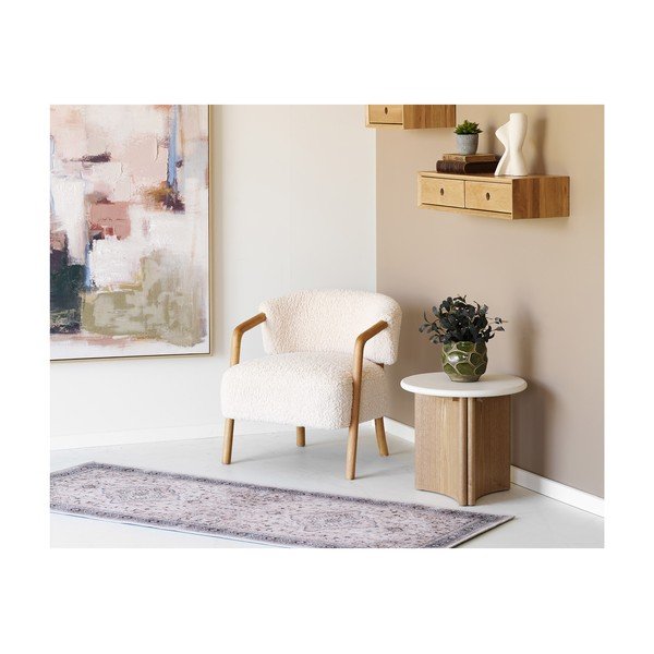 Fotoliu crem cu tapițerie din țesătură bouclé Dakar – House Nordic-image-2
