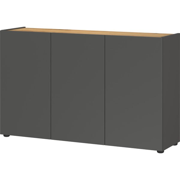 Dulap gri antracit cu aspect de lemn de stejar 120x76x34 cm Adrano – Germania-image-3