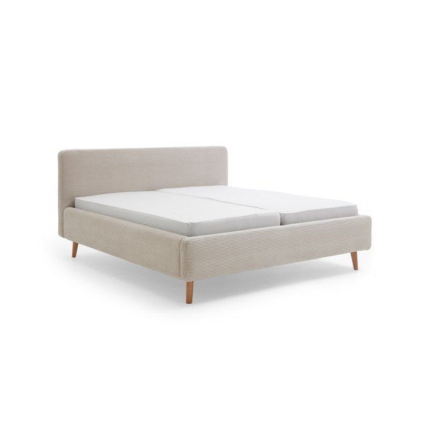 Pat matrimonial bej tapițat fără somieră 180x200 cm Mattis Cord – Meise Möbel