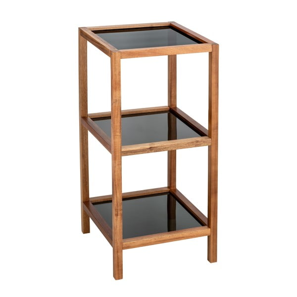 Etajeră de baie neagră/în culoare naturală din sticlă 36x79 cm Fondi – Wenko-image-1