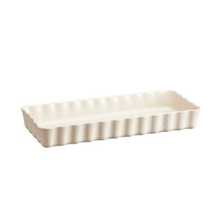 Formă dreptunghiulară din ceramică pentru plăcintă Emile Henry, 15 x 36 cm, crem