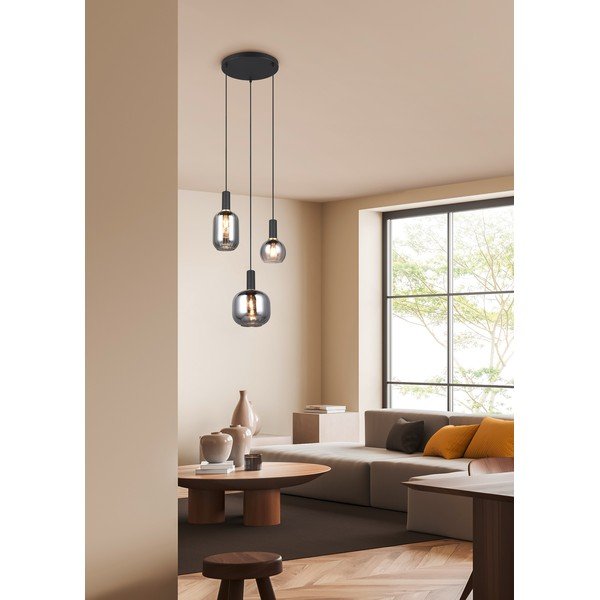 Lustră neagră cu abajur din sticlă Diva – Trio-image-1