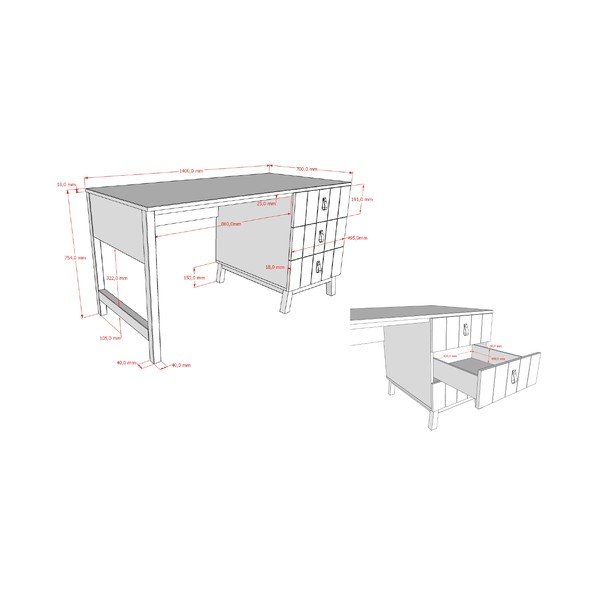 Birou de copii 70x140 cm Sezane – Vipack-image-2