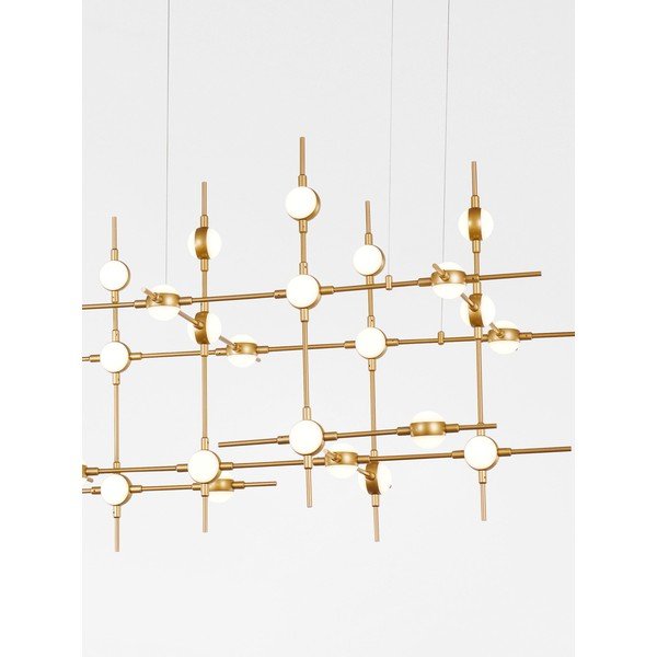 Lustră aurie LED cu intensitate reglabilă din metal cu abajur din sticlă acrilică Atomo – Nova Luce-image-4
