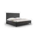 Pat matrimonial gri închis tapițat cu spațiu de depozitare și somieră 160x200 cm Casey – Mazzini Beds