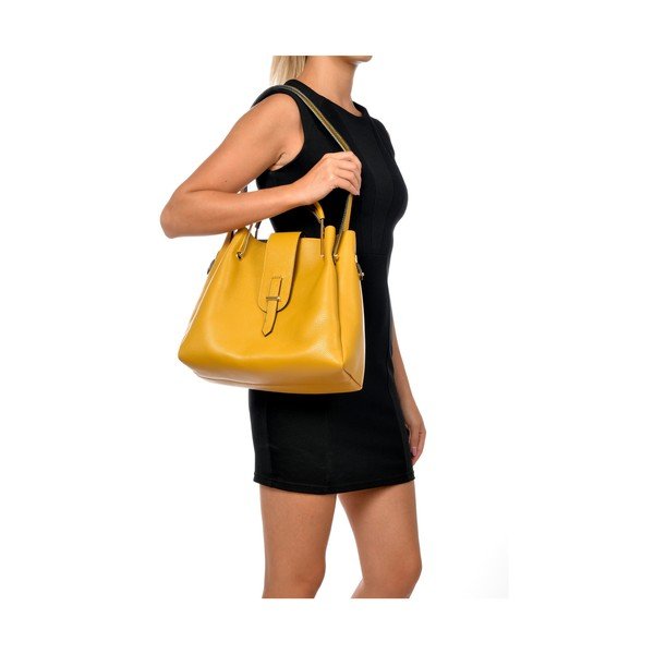 Geantă de umăr din piele Roberta M Luisa, galben-image-2