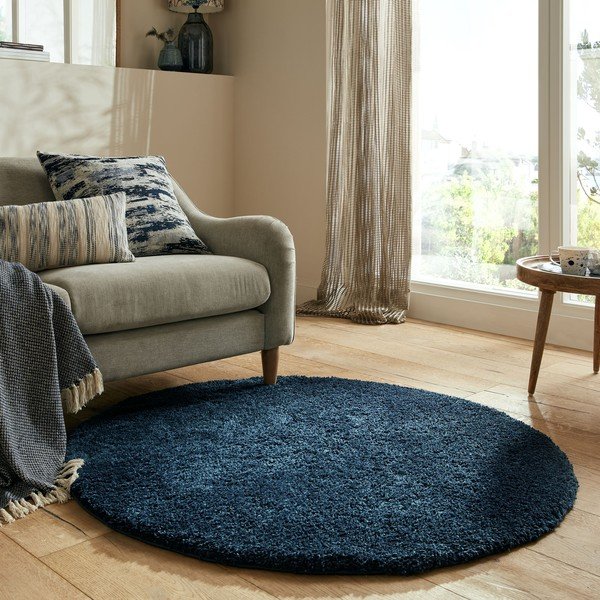 Covor albastru închis rotund ø 133 cm – Flair Rugs-image-1