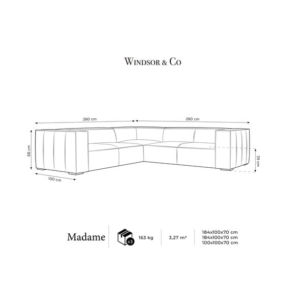 Colțar maro coniac cu tapițerie din piele (cu șezlong variabil) Madame – Windsor & Co Sofas-image-4