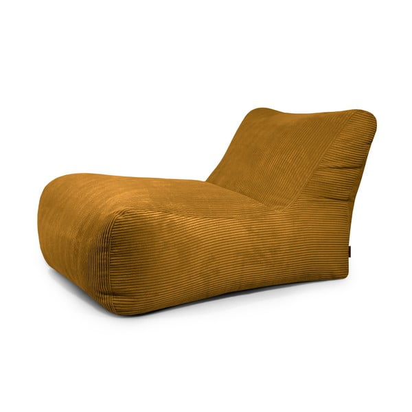 Fotoliu bean bag galben muștar cu tapițerie din catifea reiată Lounge 100 – SLOWDOWN