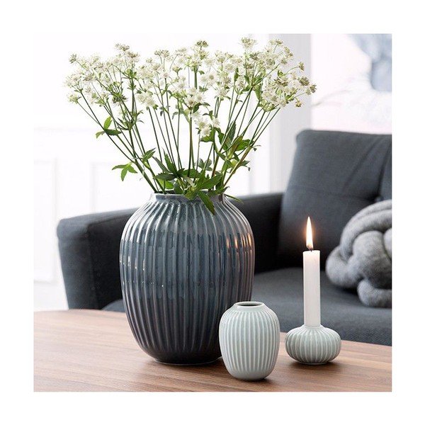 Vază din gresie Kähler Design Hammershoi, înălțime 10 cm, albastru mentă-image-2