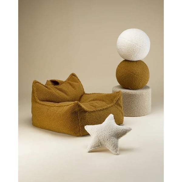 Pernă decorativă pentru copii maro cu tapițerie din țesătură bouclé Ball – Wigiwama-image-2