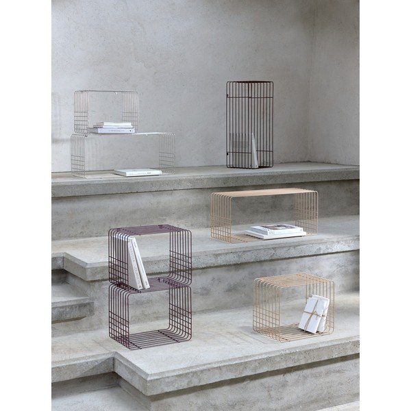 Raft argintiu lucios etajat din metal 38 cm Wire – Mette Ditmer Denmark-image-4