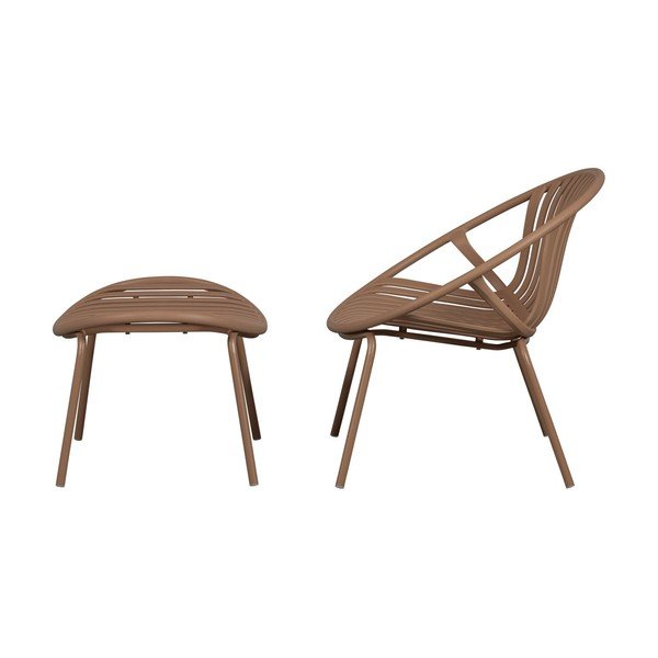 Fotoliu de grădină cu taburet roz din plastic Bruce – WOOOD-image-2