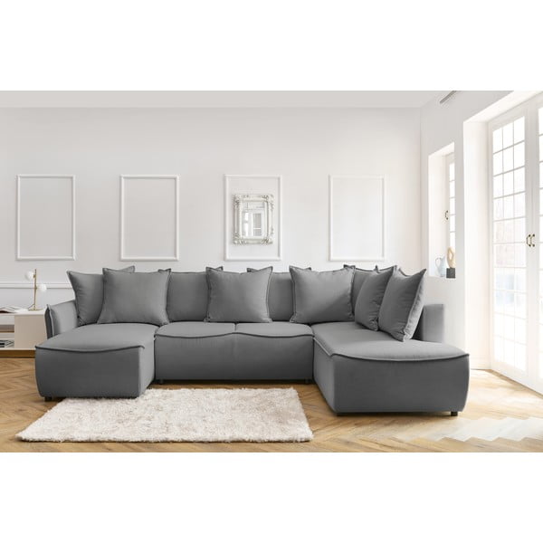 Colțar gri deschis extensibil (colț  pe partea dreaptă) Leon – Bobochic Paris-image-1