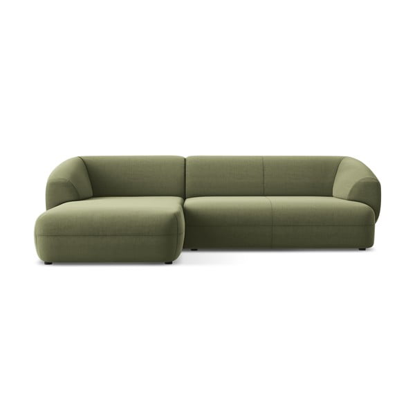 Colțar verde cu tapițerie din catifea (cu colț pe partea stângă) Moana – Makamii