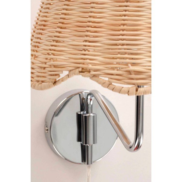 Aplică de perete argintie/în culoare naturală din bambus cu alimentare la priză Strå – Jotex-image-3