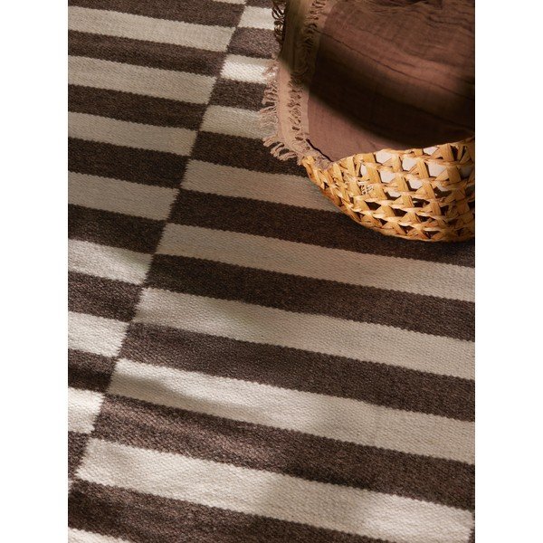 Covor alb/maro reversibil/țesut manual din lână 200x300 cm Vika – Hanse Home-image-3