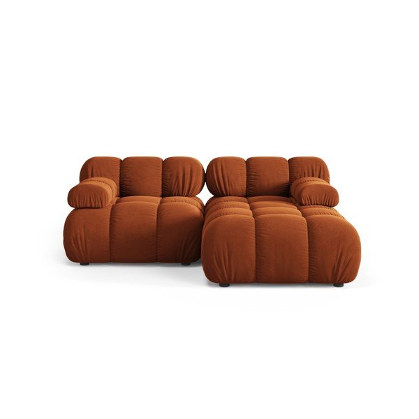 Colțar modular teracotă cu tapițerie din catifea (cu colț pe partea dreaptă/cu șezlong) – Micadoni 