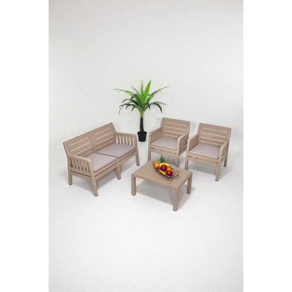 Set mobilier de grădină bej pentru 4 persoane Lara – Floriane Garden-image-1