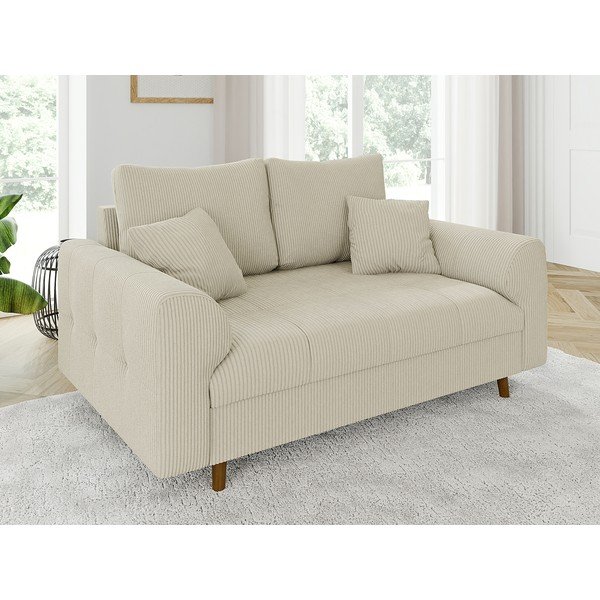 Canapea bej cu tapițerie din catifea reiată  150 cm Ariella – Ropez-image-3