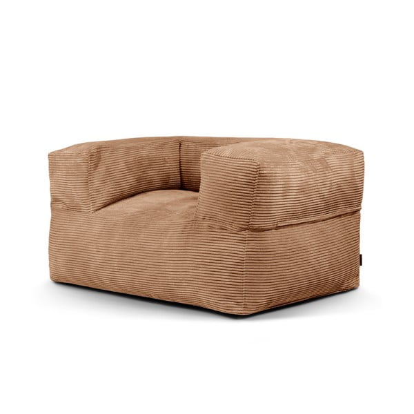 Fotoliu bean bag maro cu tapițerie din catifea reiată MooG – SLOWDOWN