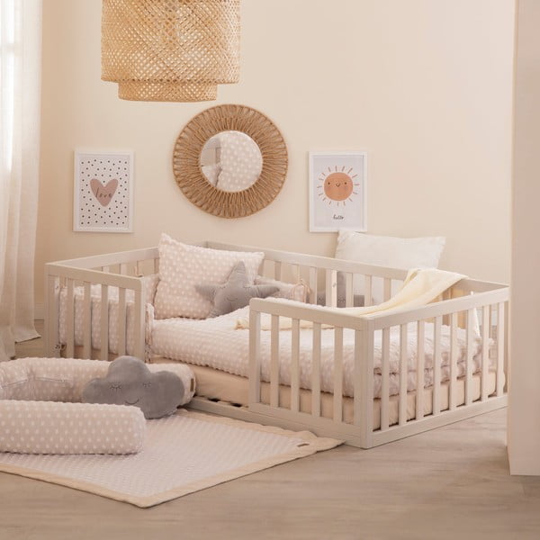 Pat pentru copii  gri deschis cu somieră 70x140 cm – Roba-image-3