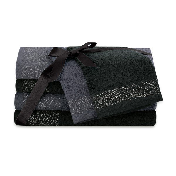 Prosoape de baie negre/gri 6 buc. din bumbac din frotir Bellis – Restilo-image-1