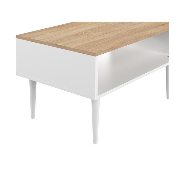 Măsuță de cafea albă cu blat cu aspect de stejar 80x47 cm Horizon - TemaHome -image-4