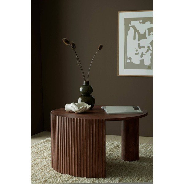 Măsuță de cafea în culoare naturală închisă rotundă cu blat din lemn de mango ø 80 cm Bisselina – Ellos Home-image-1