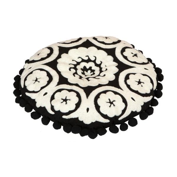 Pernă Bombay Duck Flamenco, ⌀ 39 cm, negru - alb