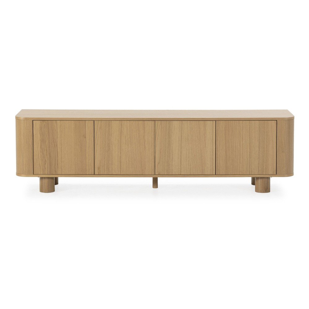 Comodă TV în culoare naturală cu aspect de lemn de stejar 180x505x40 cm Padoc – MOME