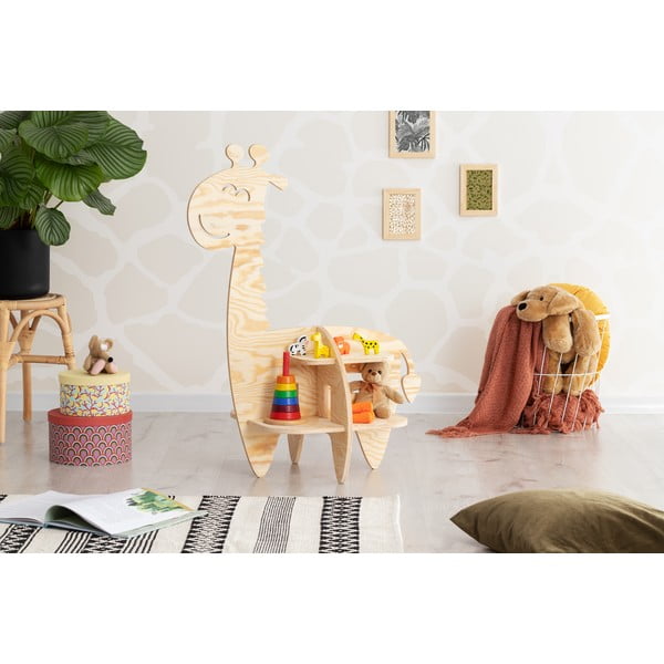 Bibliotecă pentru copii în decor de pin în culoare naturală 90x60 cm Giraffe - Adeko-image-2