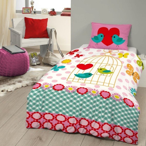 Lenjerie de pat din bumbac pentru copii Good Morning Butterfly, 140 x 200 cm-image-1