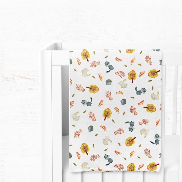 Pătură pentru copii albă din muselină 75x100 cm Forest – Mijolnir-image-3