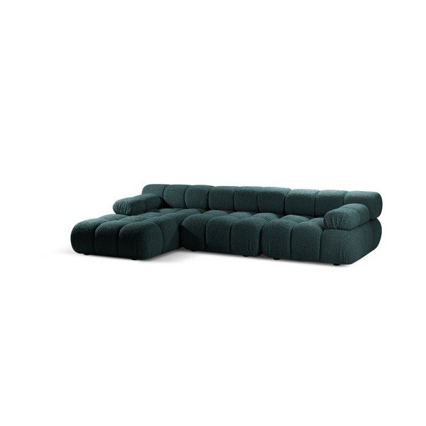 Colțar modular petrol cu tapițerie din țesătură bouclé (cu colț pe partea stângă/cu șezlong) – Micadoni -image-2