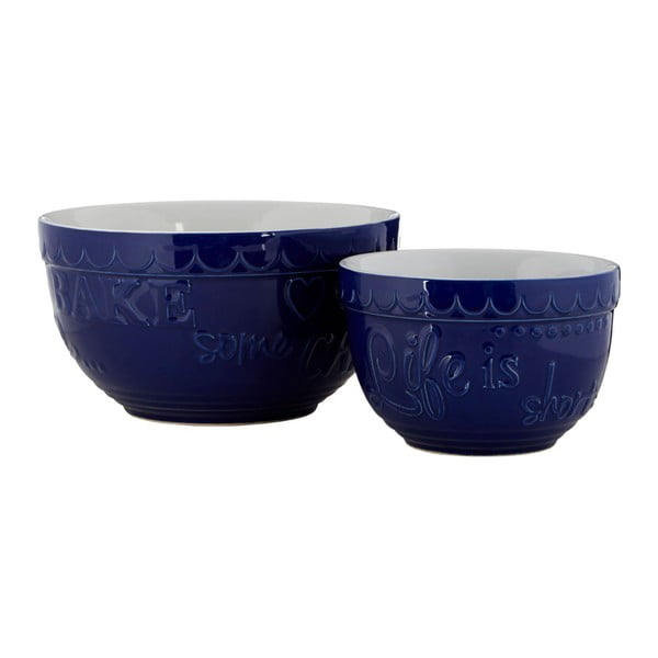 Set 2 boluri din gresie ceramică Premier Housewares, albastru