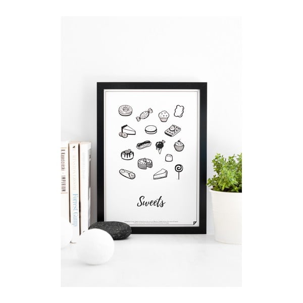 Poster Follygraph Sweets White, 30 x 40 cm