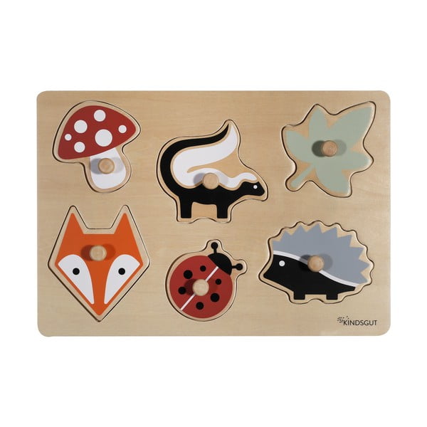 Puzzle (număr de piese 6) de inserat din lemn Forest – Kindsgut