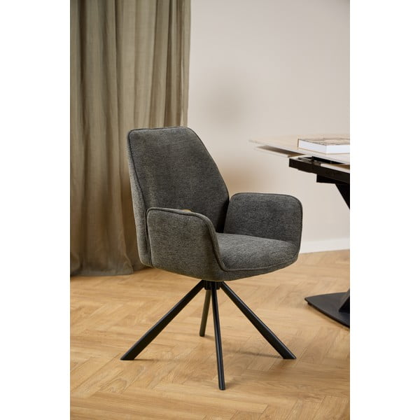 Scaun de sufragerie gri închis cu cotiere Graham – Actona-image-1