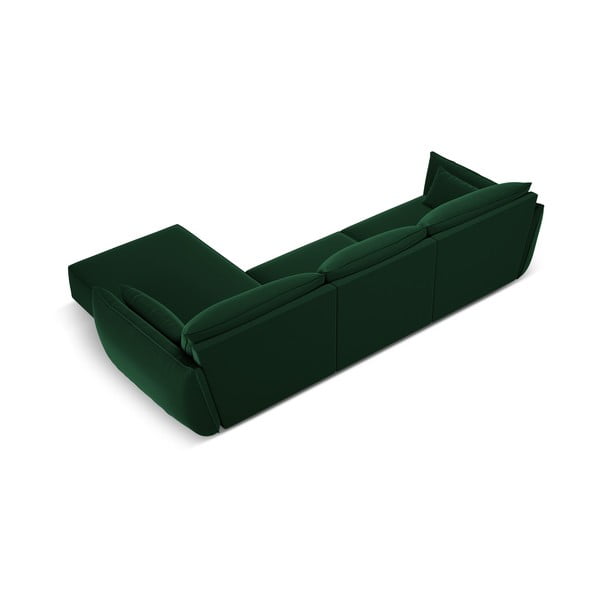 Colțar verde închis cu tapițerie din catifea (cu colț pe partea dreaptă, cu șezlong) Vanda – Mazzini Sofas-image-3
