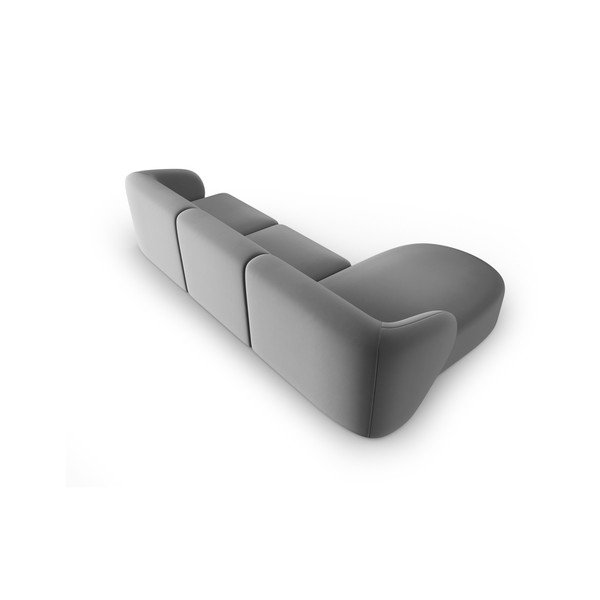 Colțar gri cu tapițerie din catifea (cu colț pe partea stângă, cu șezlong) Paolo – Milo Casa-image-3