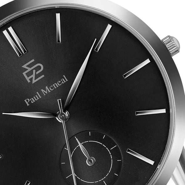 Ceas bărbătesc cu curea din oțel inoxidabil Paul McNeal Cassio, negru-image-2