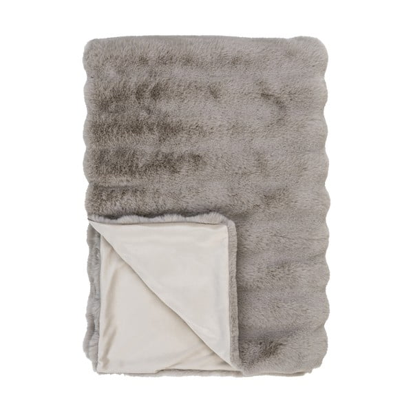 Pătură gri/bej din blană artificială 130x180 cm Galena – House Nordic