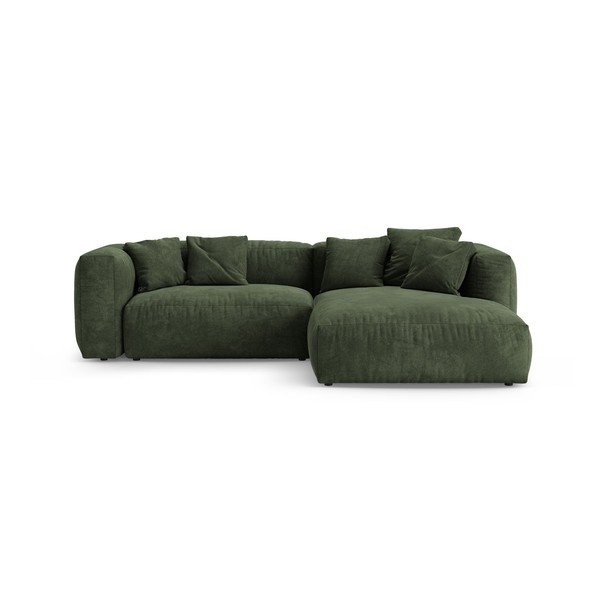 Colțar modular verde extensibil cu tapițerie din catifea (cu colț pe partea dreaptă/cu șezlong) – Micadoni 