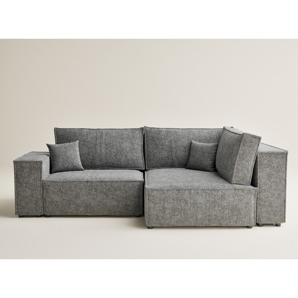 Colțar gri extensibil/cu spațiu de depozitare cu tapițerie din chenille (cu colț pe partea dreaptă/în formă de ”L”) Tonga – Maison de Rêve-image-2