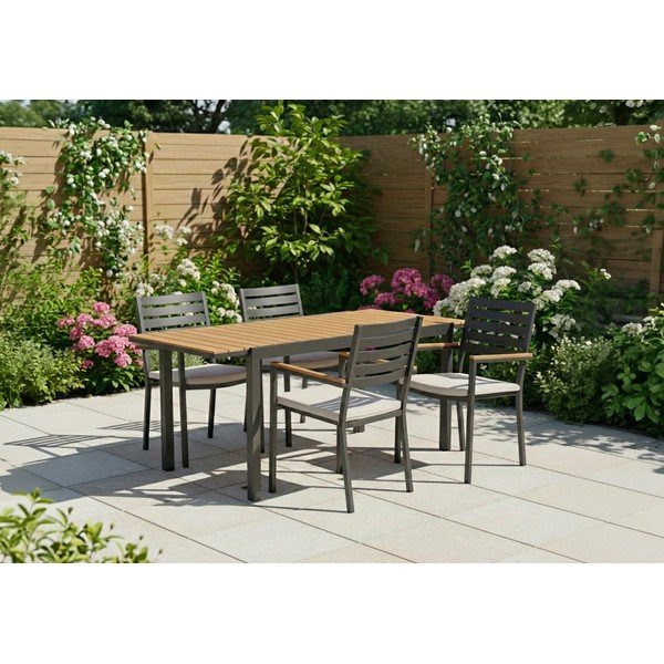 Scaun de grădină gri antracit din metal Henna – Bizzotto-image-1