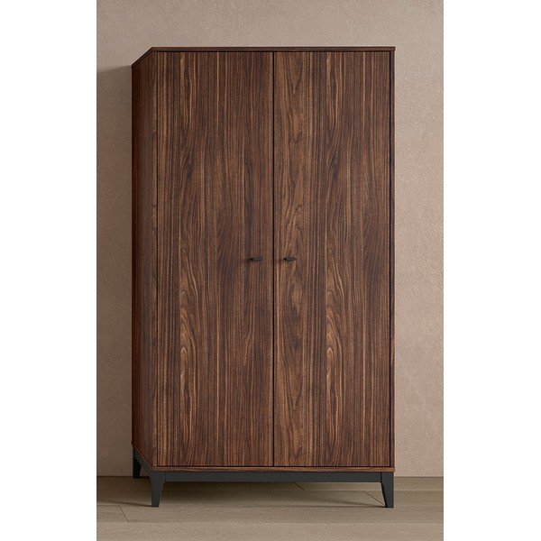 Șifonier în culoare naturală închisă cu aspect de lemn de nuc 100x190,5x55 cm Ilyas – Vipack-image-1