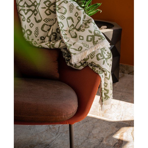 Pled din amestec de bumbac Euromant Summer Linen, 140 x 180 cm, verde închis-image-1